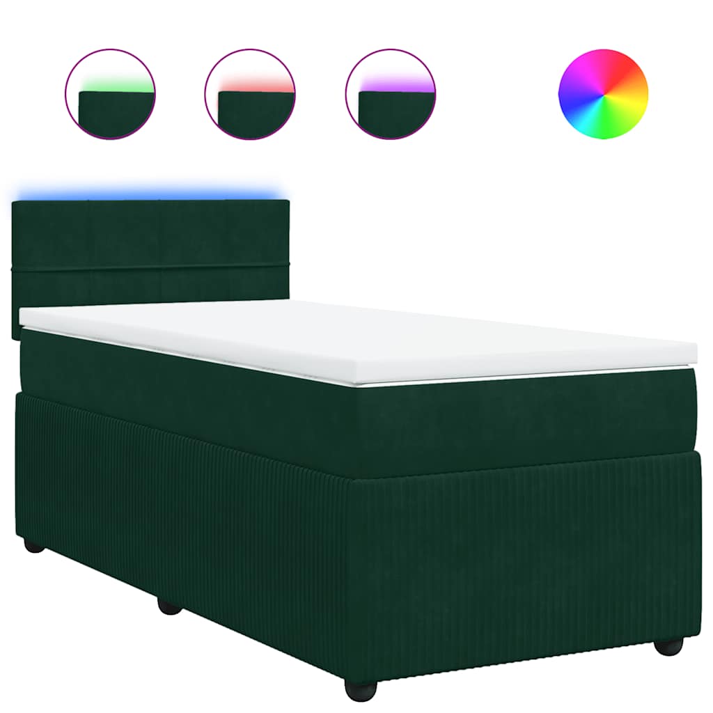 Box spring krevet s madracem tamnozeleni 100x200 cm baršunasti