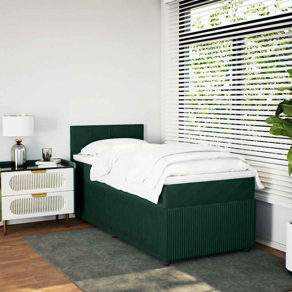 Box spring krevet s madracem tamnozeleni 100x200 cm baršunasti