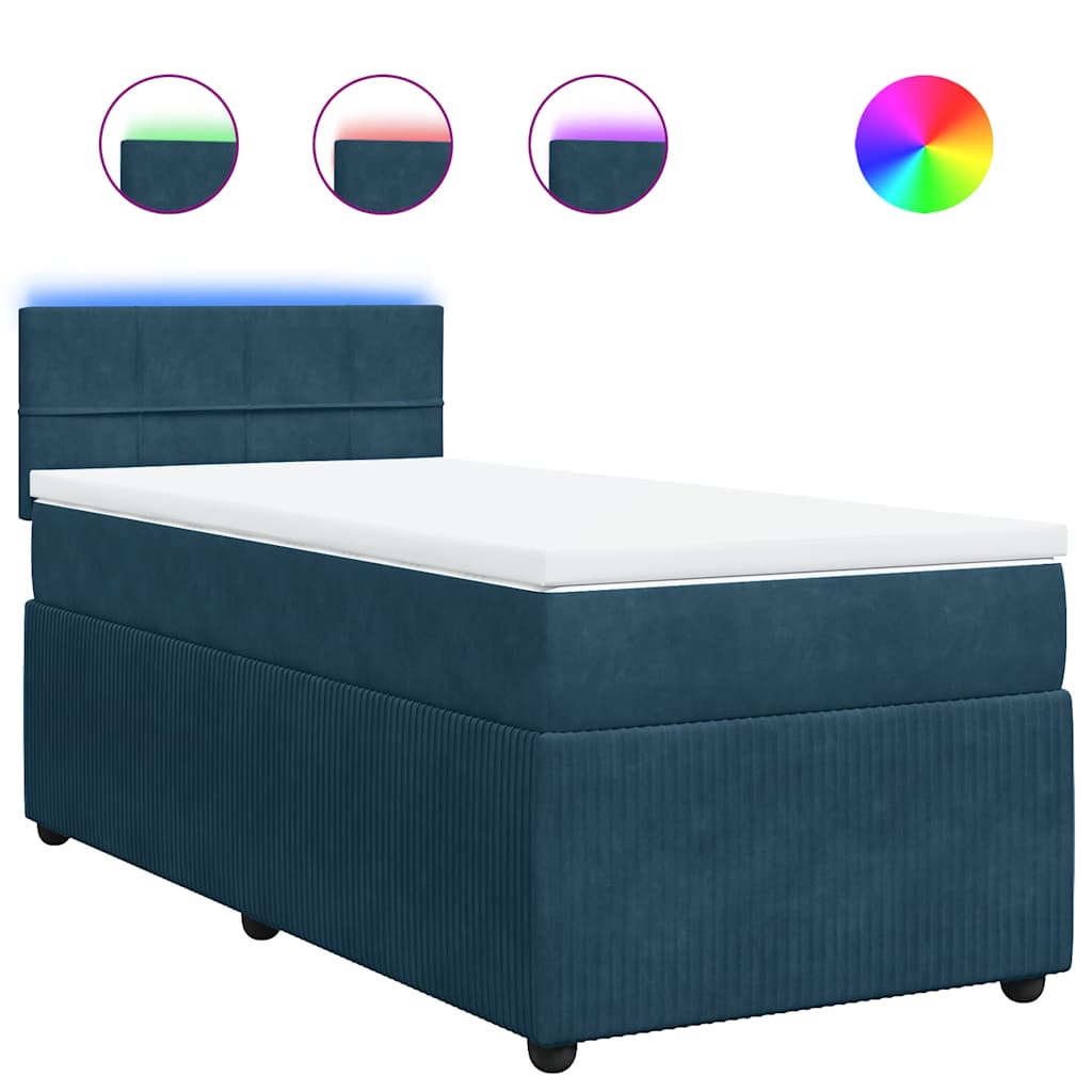 Box spring krevet s madracem plavi 100x200 cm baršunasti