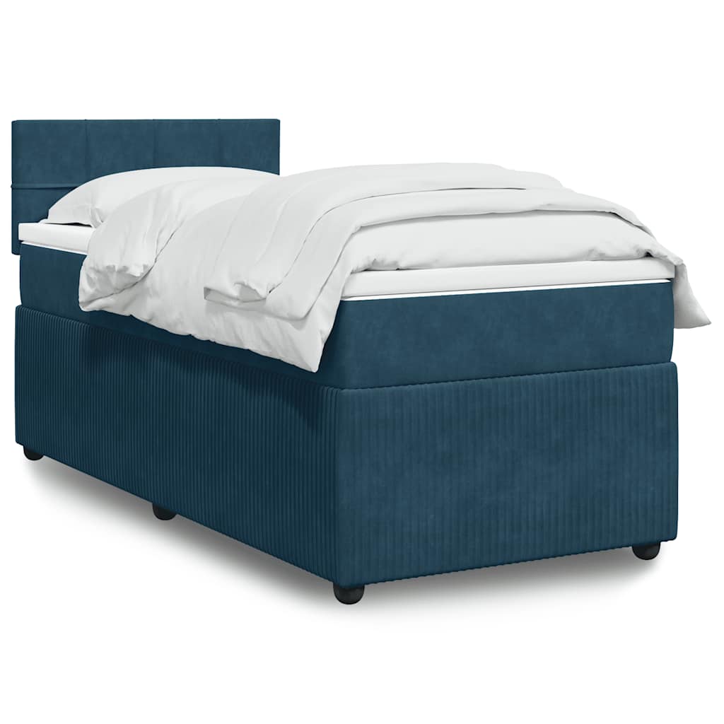 Box spring krevet s madracem plavi 100x200 cm baršunasti