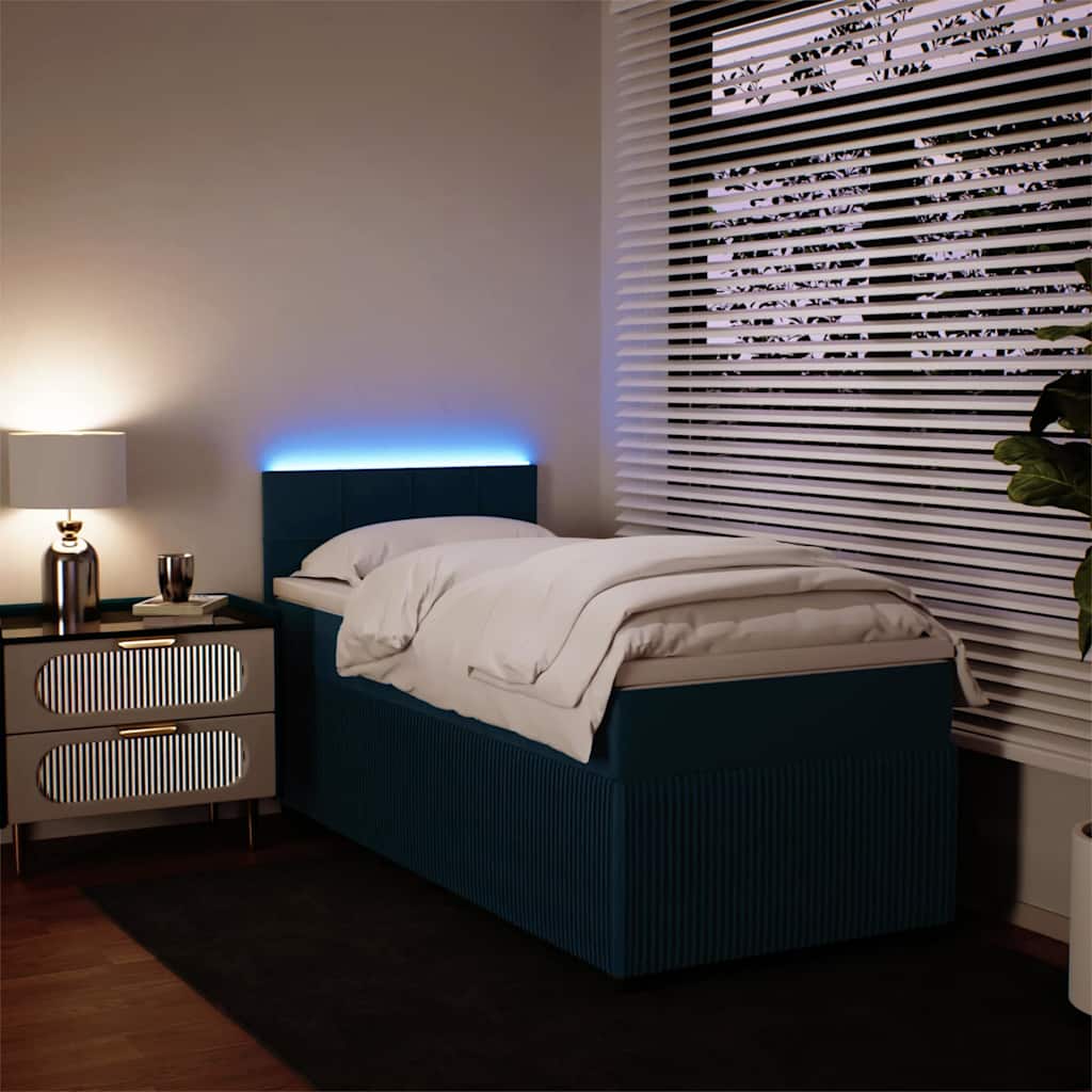 Box spring krevet s madracem plavi 100x200 cm baršunasti
