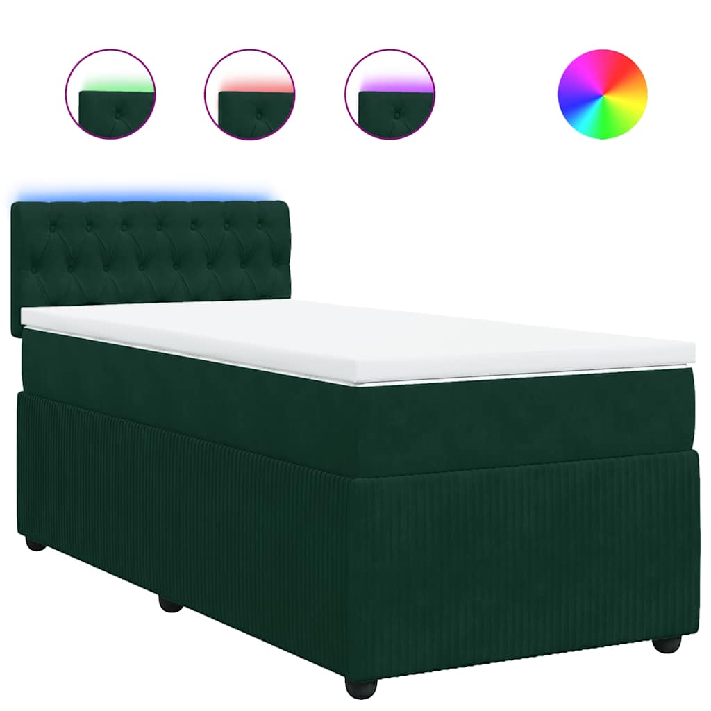Box spring krevet s madracem tamnozeleni 100x200 cm baršunasti