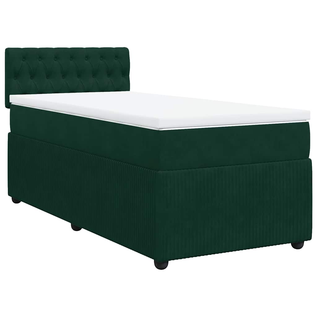 Box spring krevet s madracem tamnozeleni 100x200 cm baršunasti