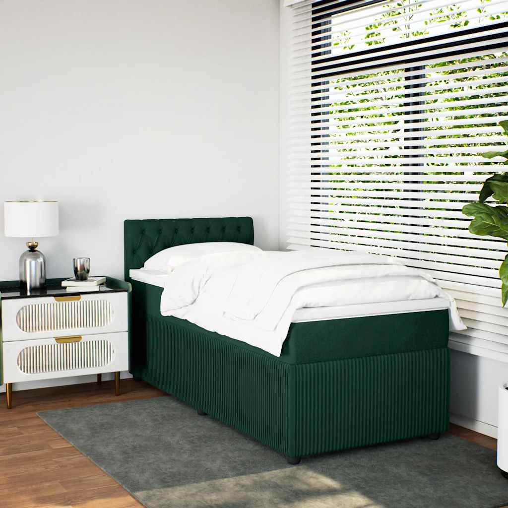 Box spring krevet s madracem tamnozeleni 100x200 cm baršunasti