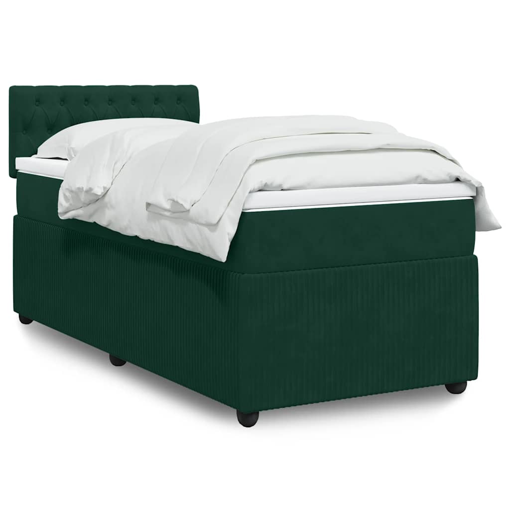 Box spring krevet s madracem tamnozeleni 100x200 cm baršunasti