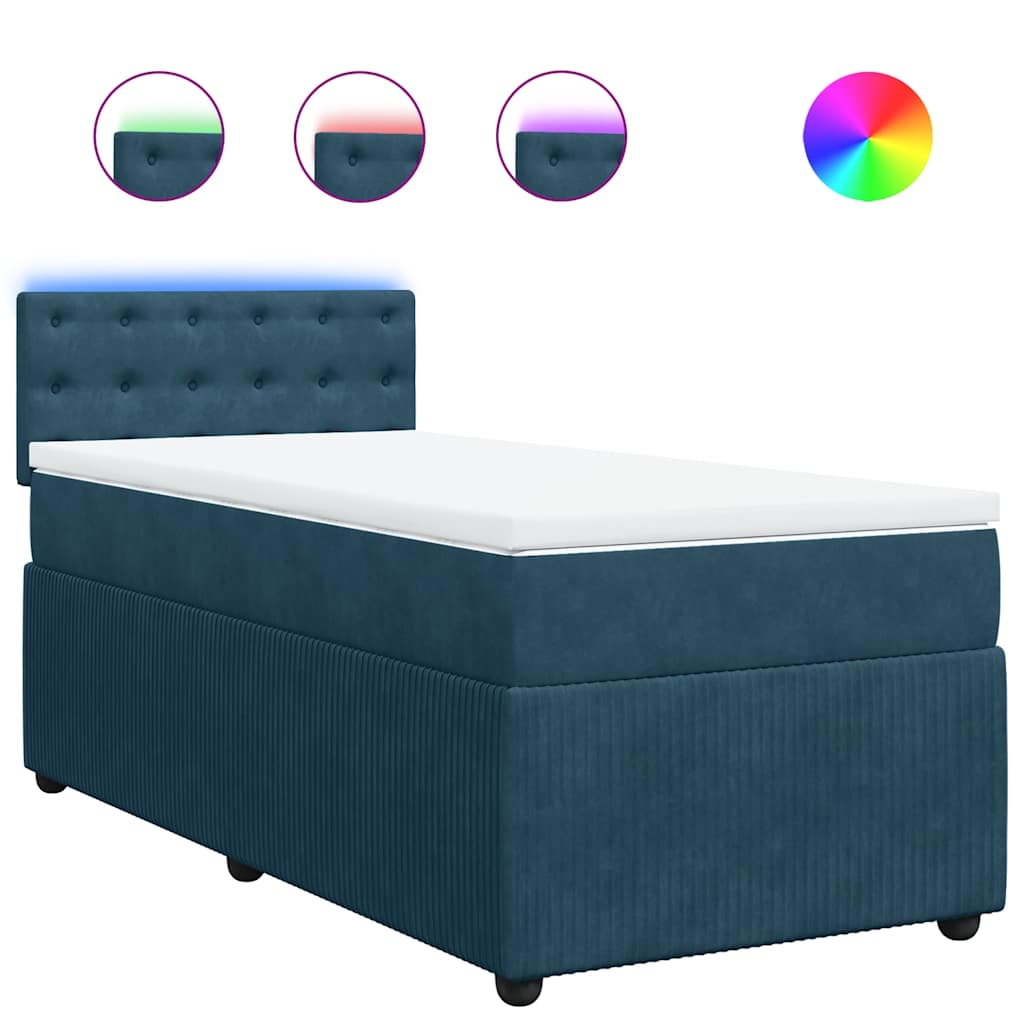 Box spring krevet s madracem plavi 100x200 cm baršunasti