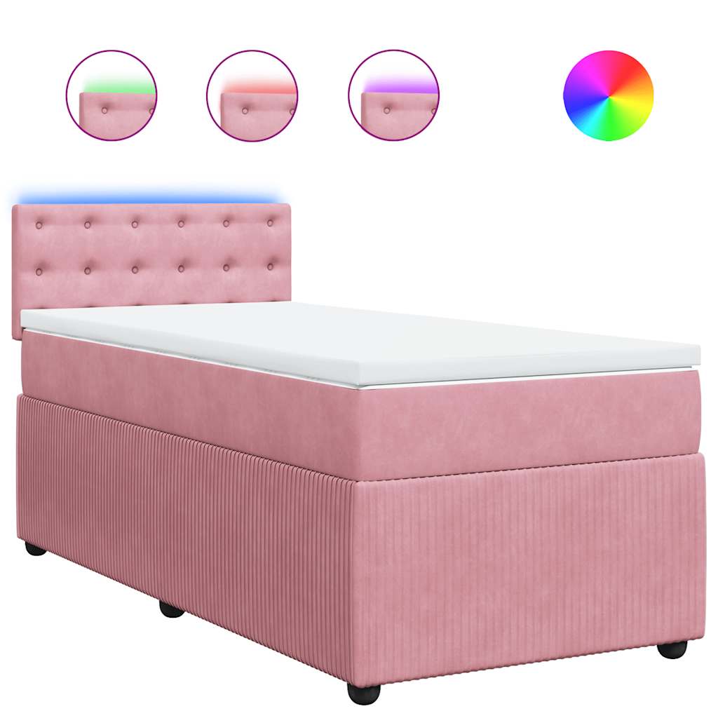Box spring krevet s madracem ružičasti 100x200 cm baršunasti