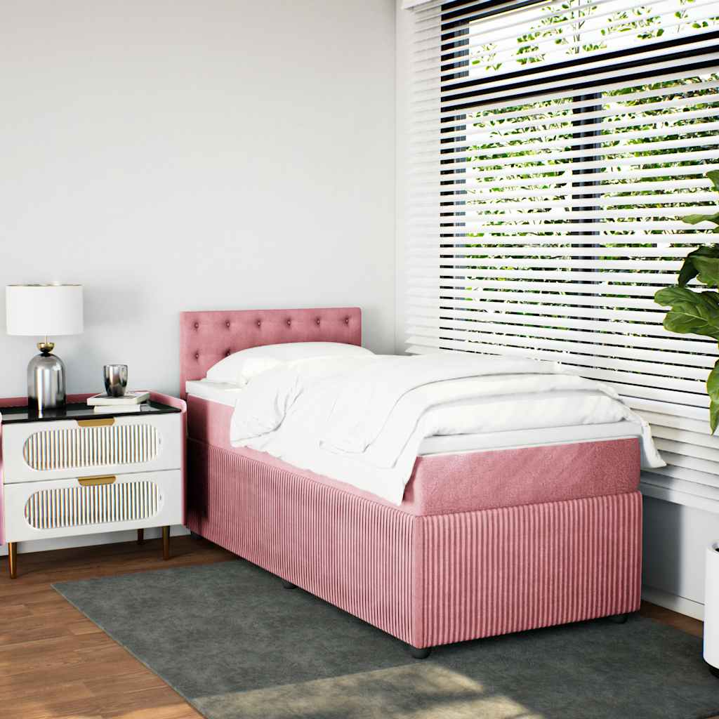 Box spring krevet s madracem ružičasti 100x200 cm baršunasti