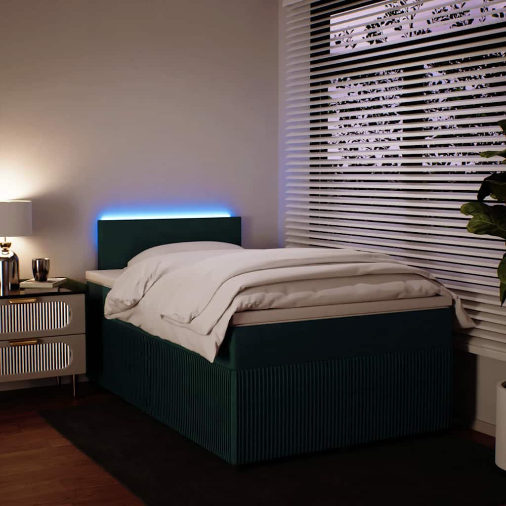 Krevet box spring s madracem tamnozeleni 120x190 cm baršunasti