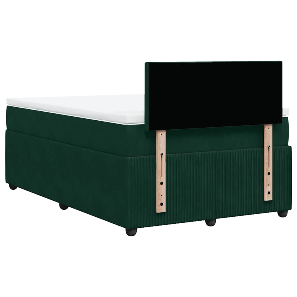 Krevet box spring s madracem tamnozeleni 120x190 cm baršunasti
