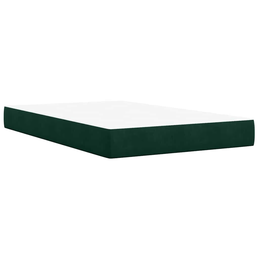 Krevet box spring s madracem tamnozeleni 120x190 cm baršunasti