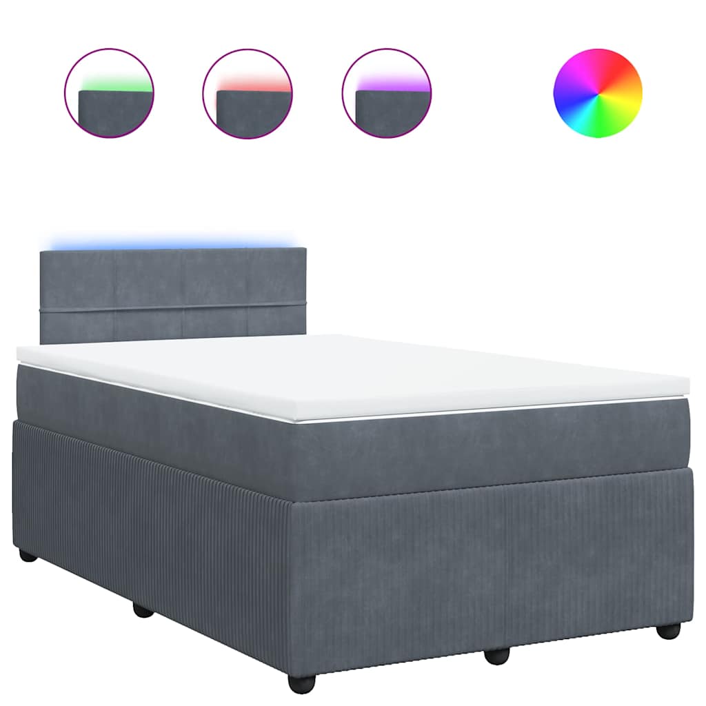 Krevet box spring s madracem tamnosivi 120 x 190 cm baršun
