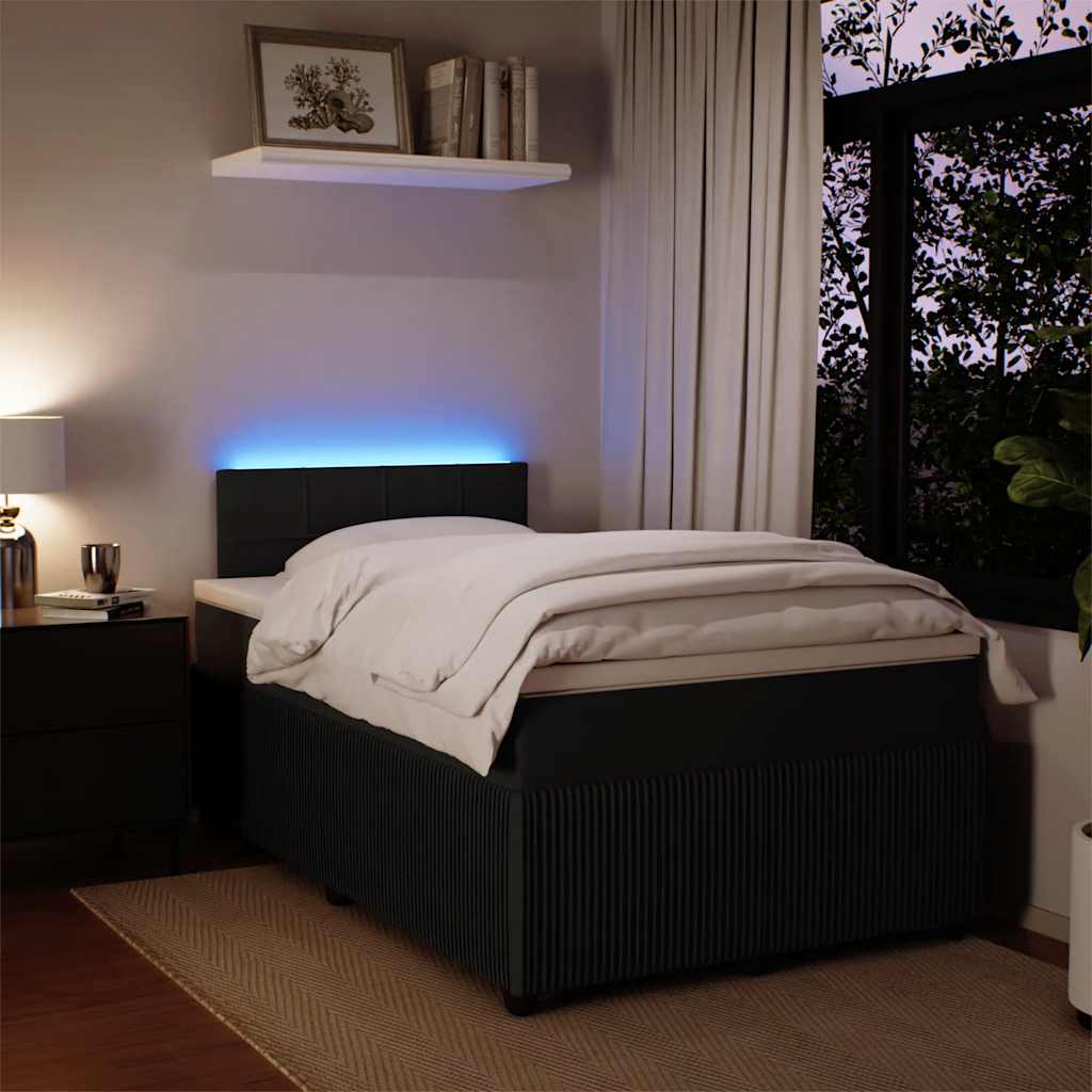 Krevet box spring s madracem crni 120 x 190 cm baršunasti