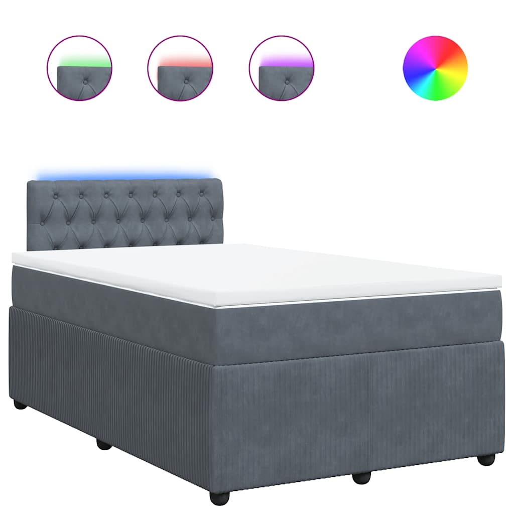 Krevet box spring s madracem tamnosivi 120 x 190 cm baršun