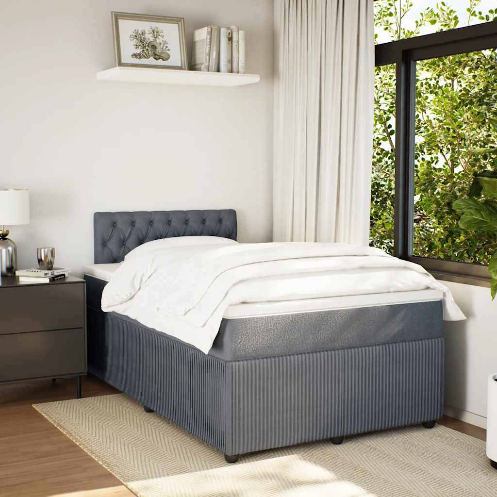 Krevet box spring s madracem tamnosivi 120 x 190 cm baršun