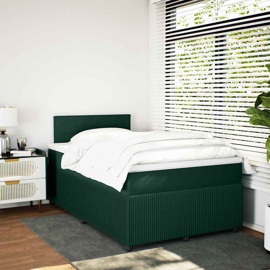 Box spring krevet s madracem tamnozeleni 120x200 cm baršunasti
