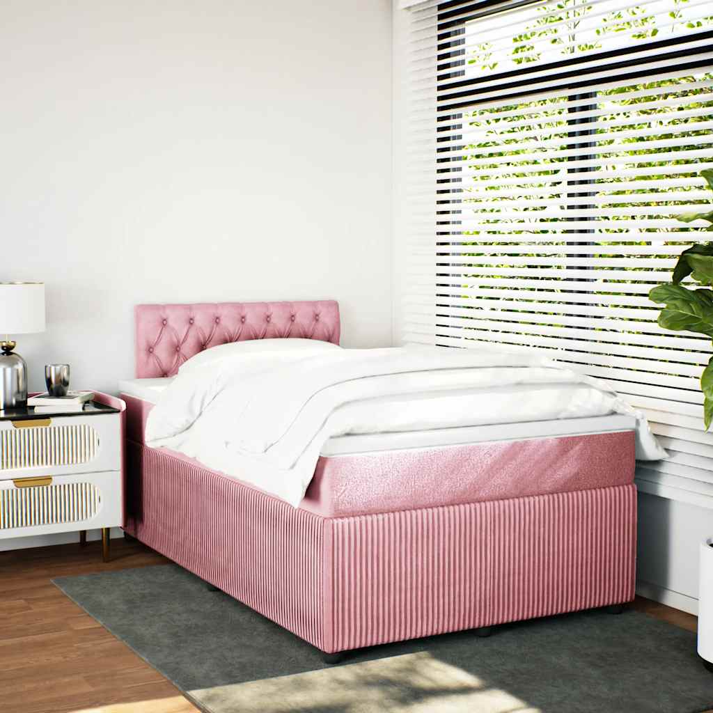 Box spring krevet s madracem ružičasti 120 x 200 cm baršunasti
