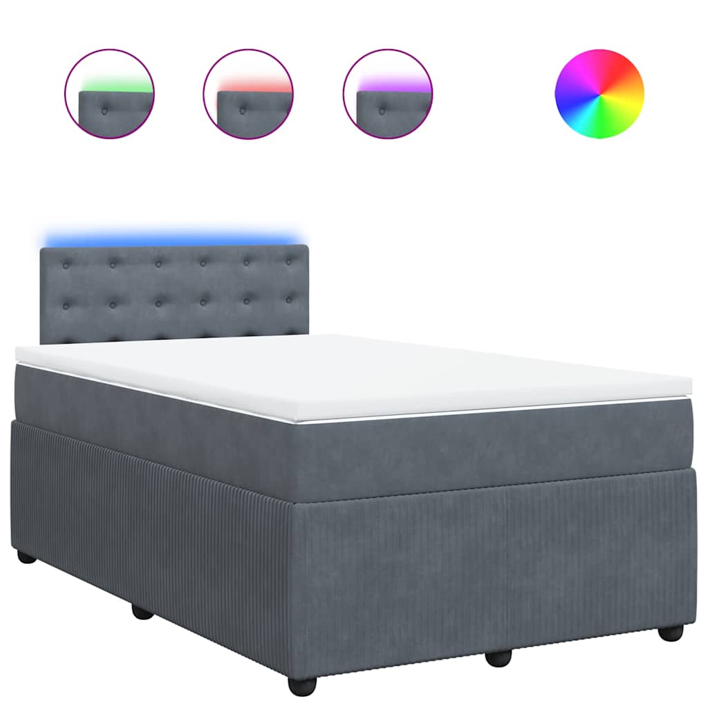 Box spring krevet s madracem tamnosivi 120 x 200 cm baršunasti