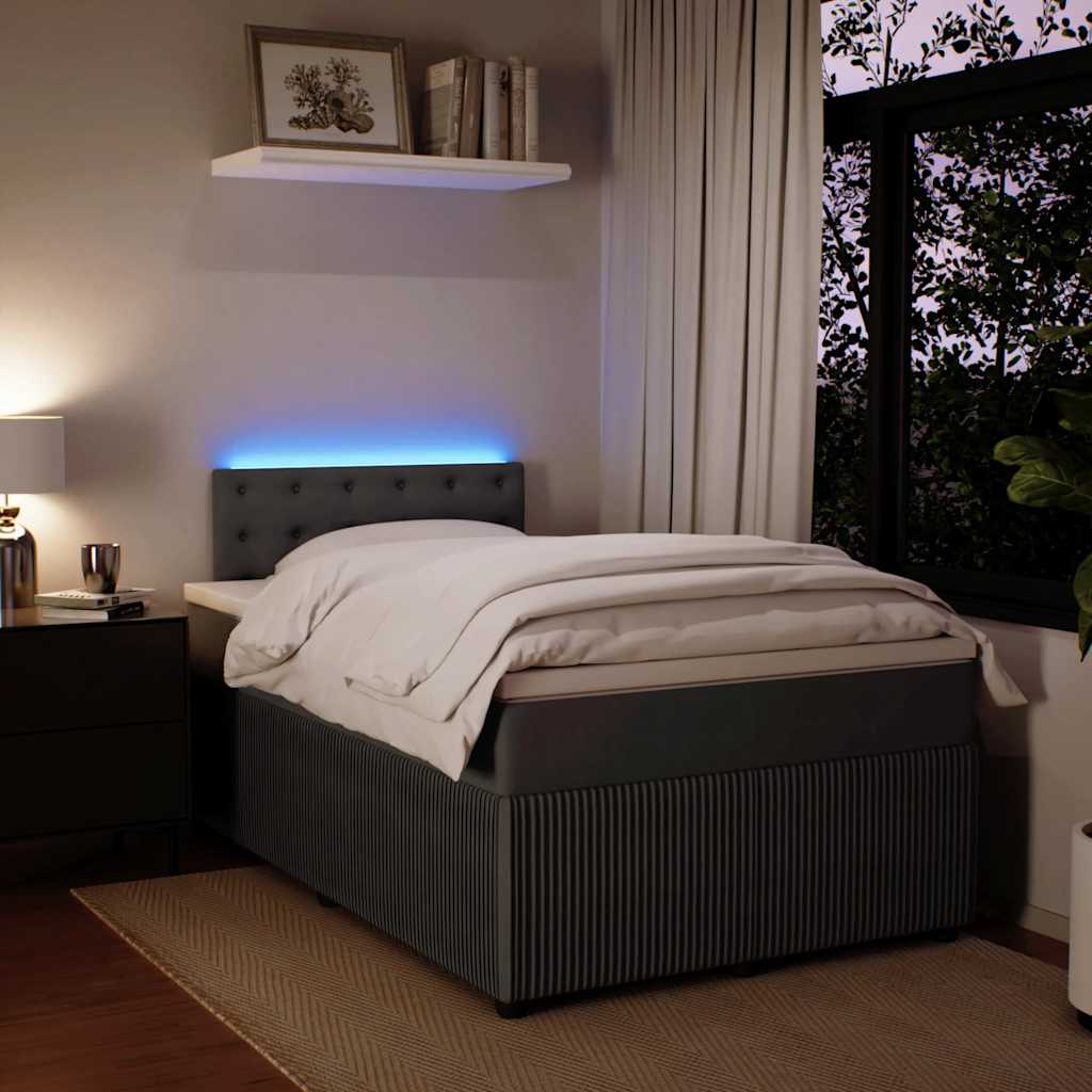 Box spring krevet s madracem tamnosivi 120 x 200 cm baršunasti