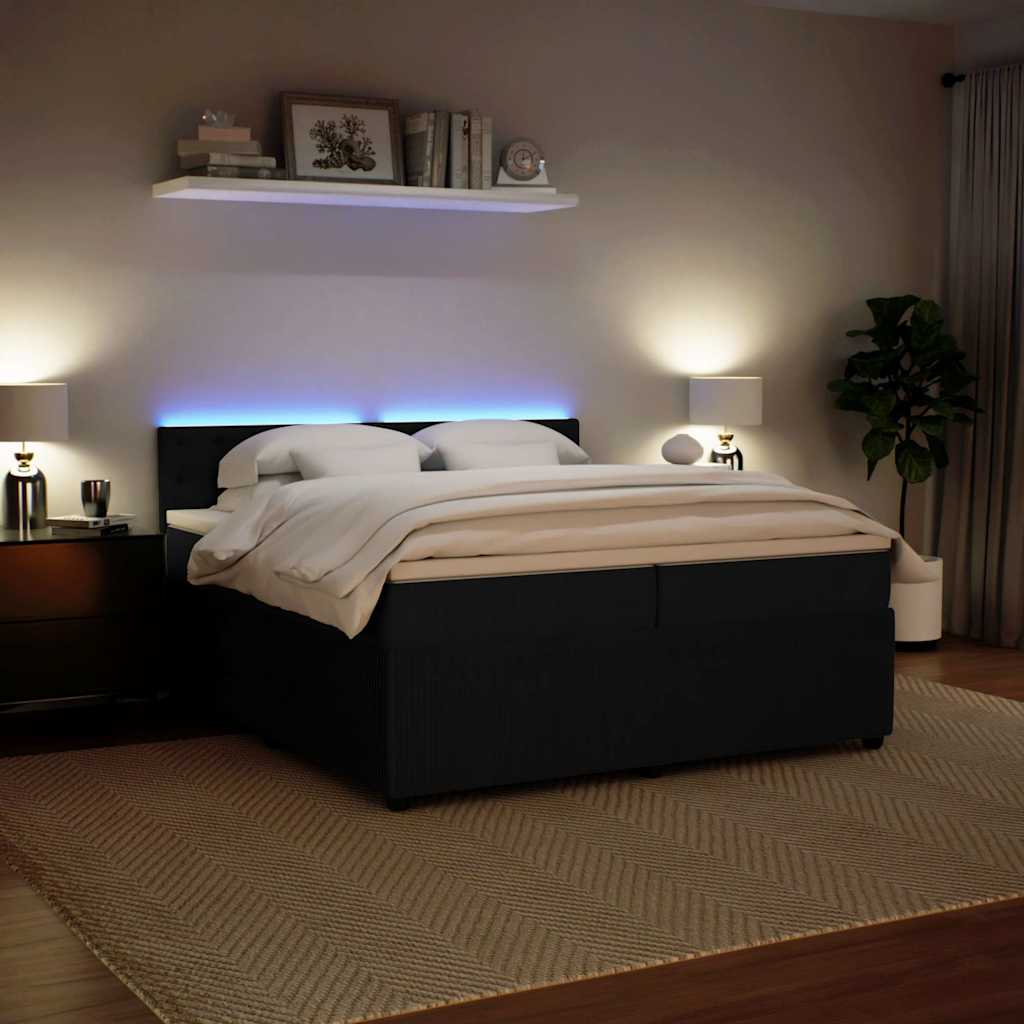 Krevet s oprugama i madracem crni 200x200 cm baršunasti
