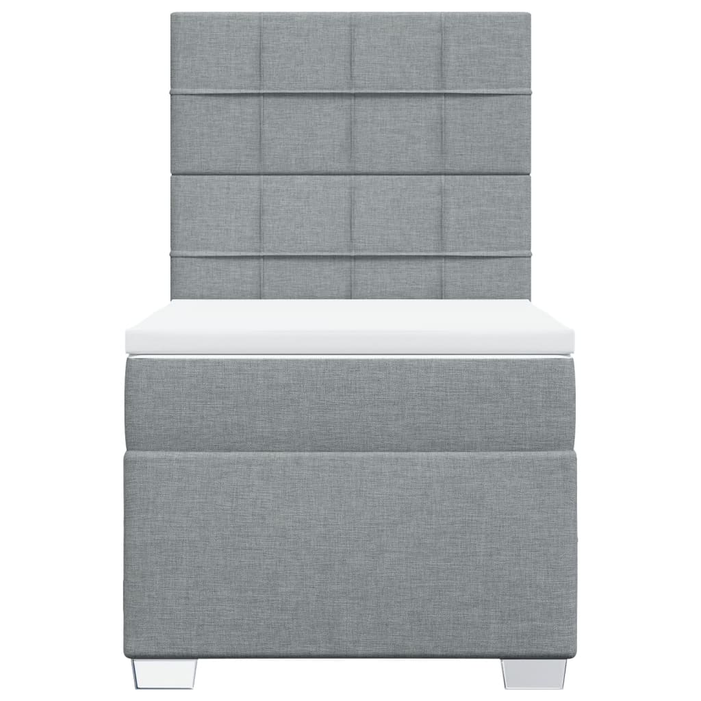 Box spring krevet s madracem svjetlosivi 90x190 cm od tkanine