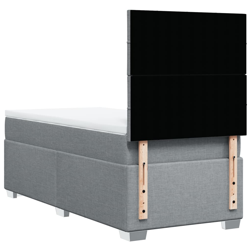 Box spring krevet s madracem svjetlosivi 90x190 cm od tkanine