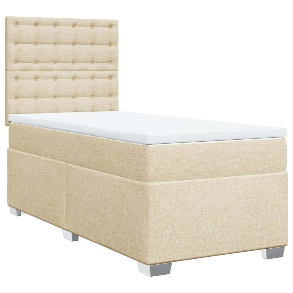 Krevet s oprugama i madracem krem 90 x 190 cm od tkanine