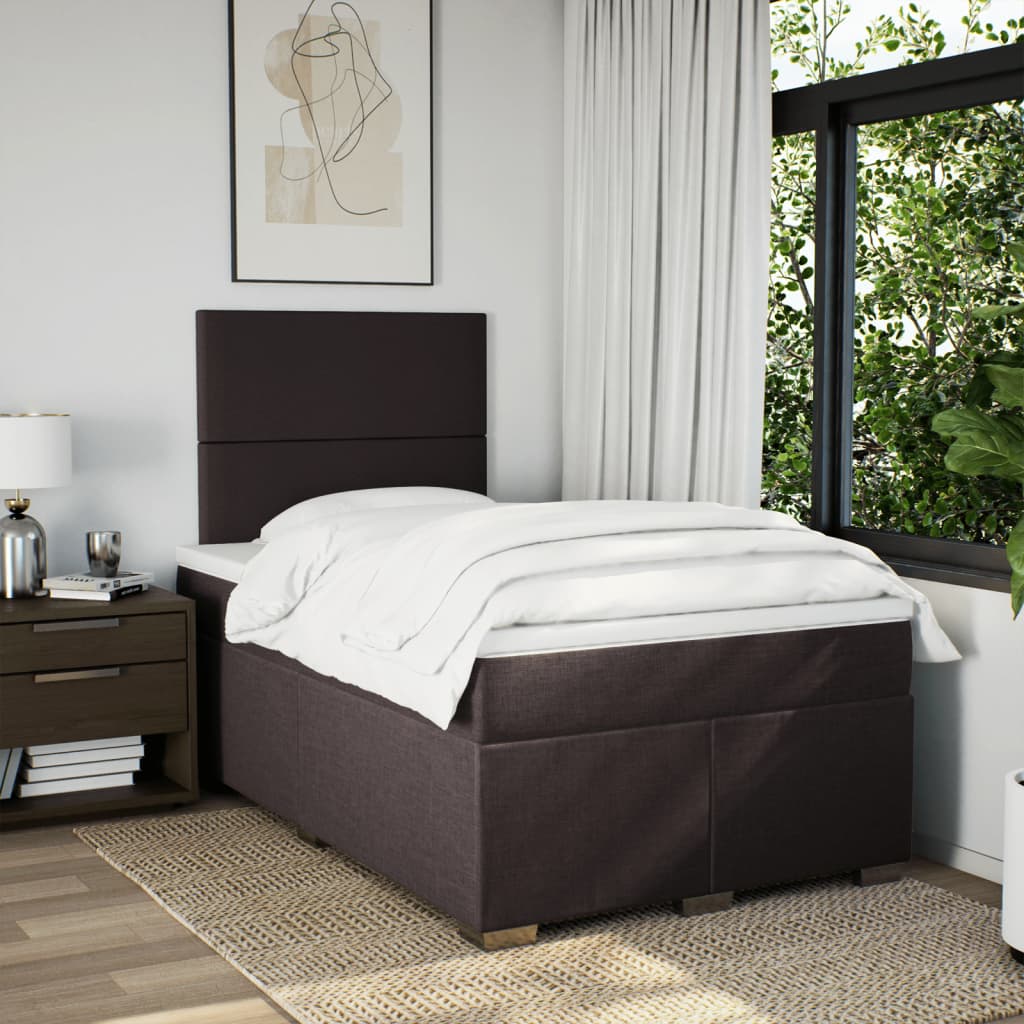 Krevet box spring s madracem tamnosmeđi 120 x 190 cm od tkanine
