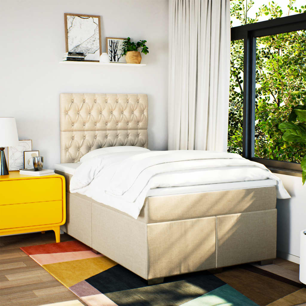 Krevet box spring s madracem krem 120 x 190 cm od tkanine