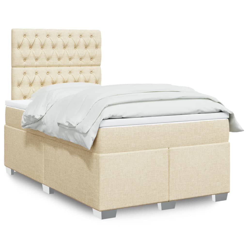 Krevet box spring s madracem krem 120 x 190 cm od tkanine