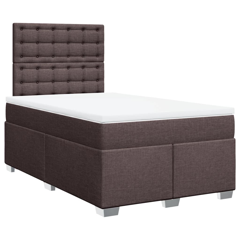 Krevet box spring s madracem tamnosmeđi 120 x 190 cm od tkanine
