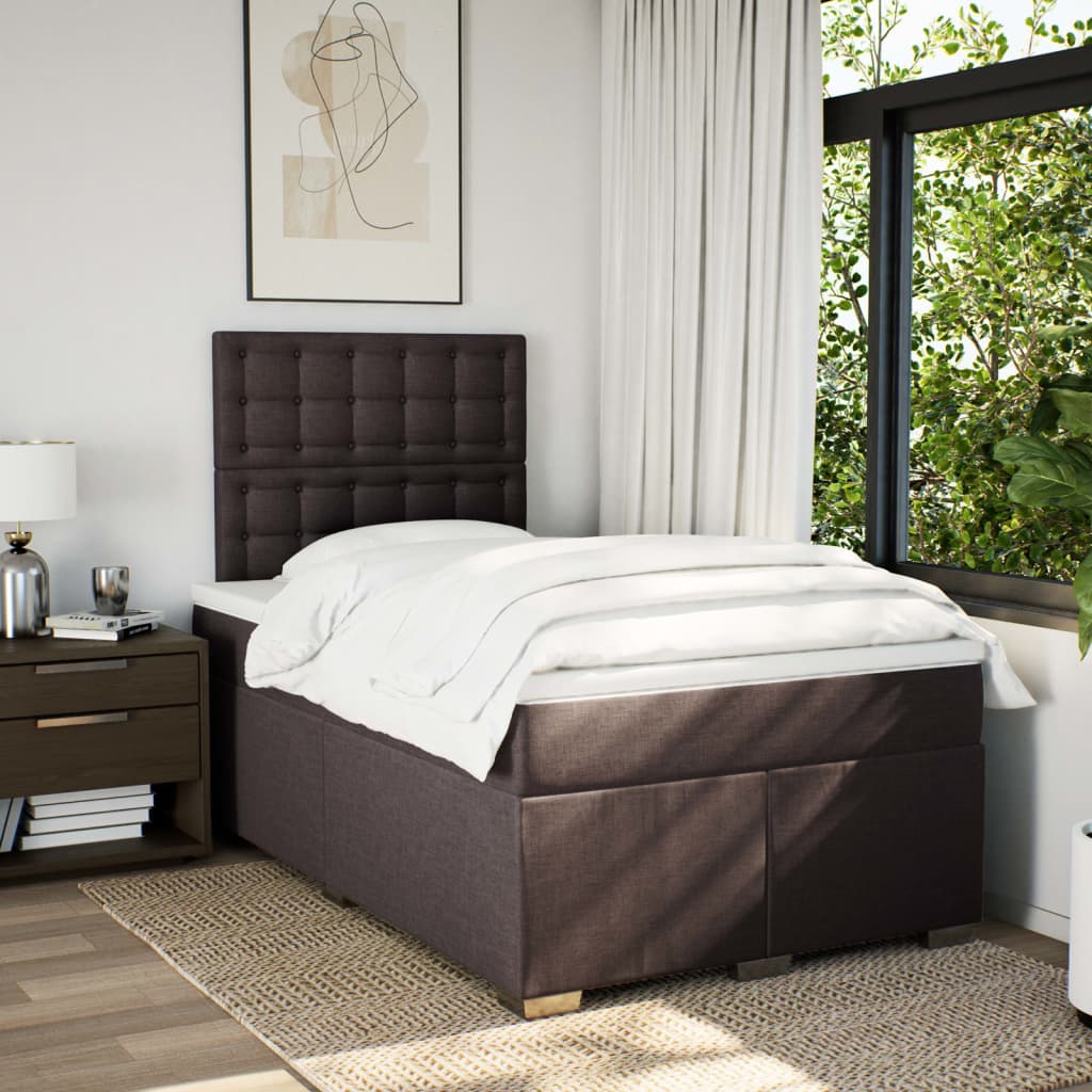 Krevet box spring s madracem tamnosmeđi 120 x 190 cm od tkanine