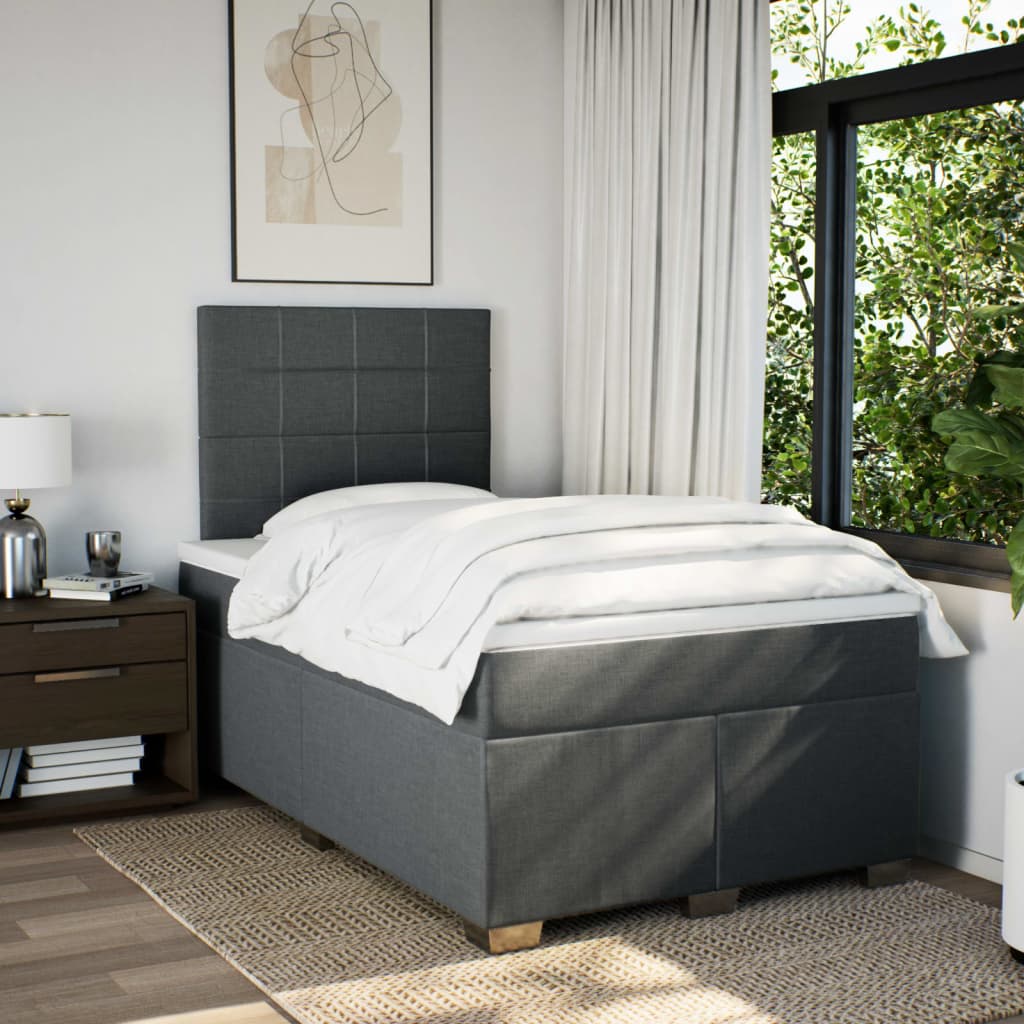 Krevet s oprugama i madracem tamnosivi 120 x 200 cm od tkanine