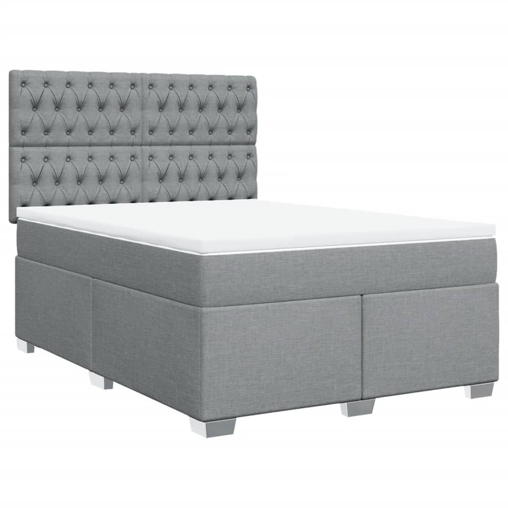 Krevet box spring s madracem svjetlosivi 140x200 cm od tkanine