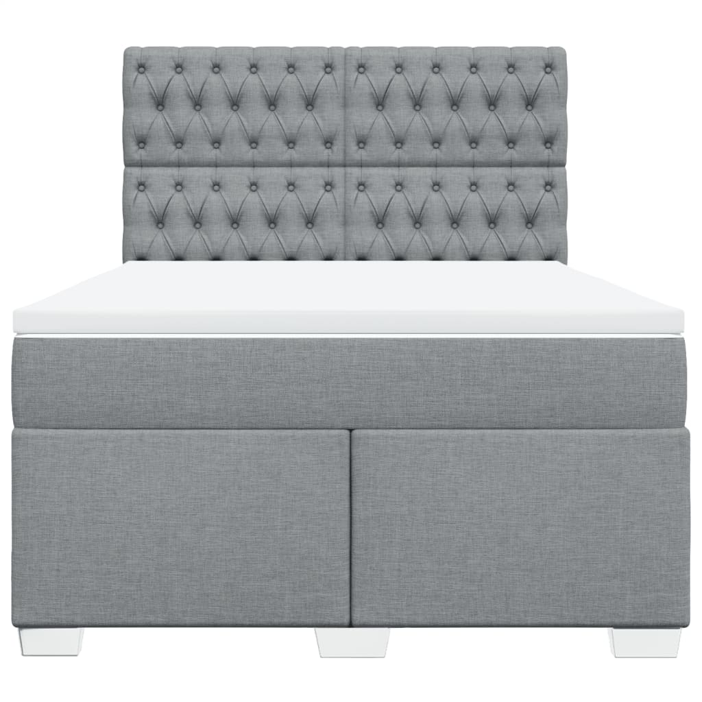 Krevet box spring s madracem svjetlosivi 140x200 cm od tkanine