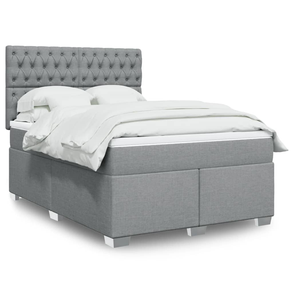 Krevet box spring s madracem svjetlosivi 140x200 cm od tkanine