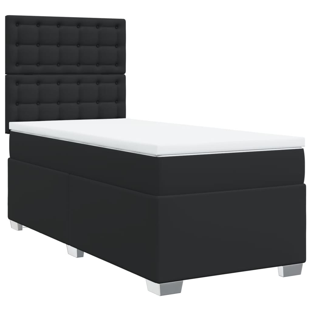 Krevet s oprugama i madracem crni 100x200 cm od umjetne kože
