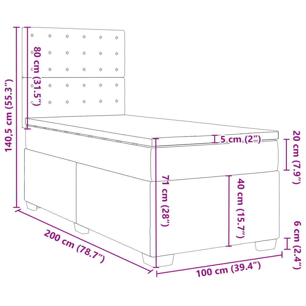 Krevet s oprugama i madracem crni 100x200 cm od umjetne kože