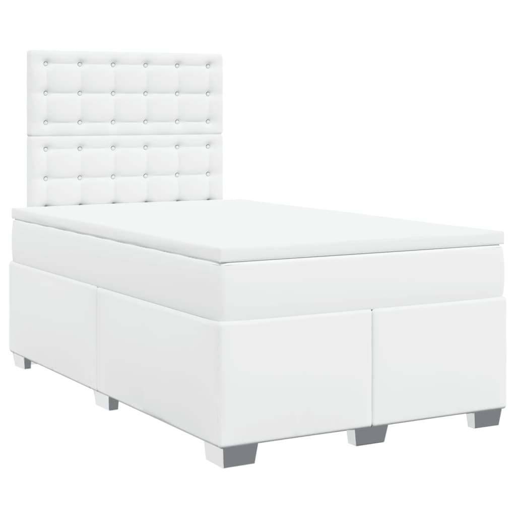 Krevet box spring s madracem bijeli 120x190 cm od umjetne kože