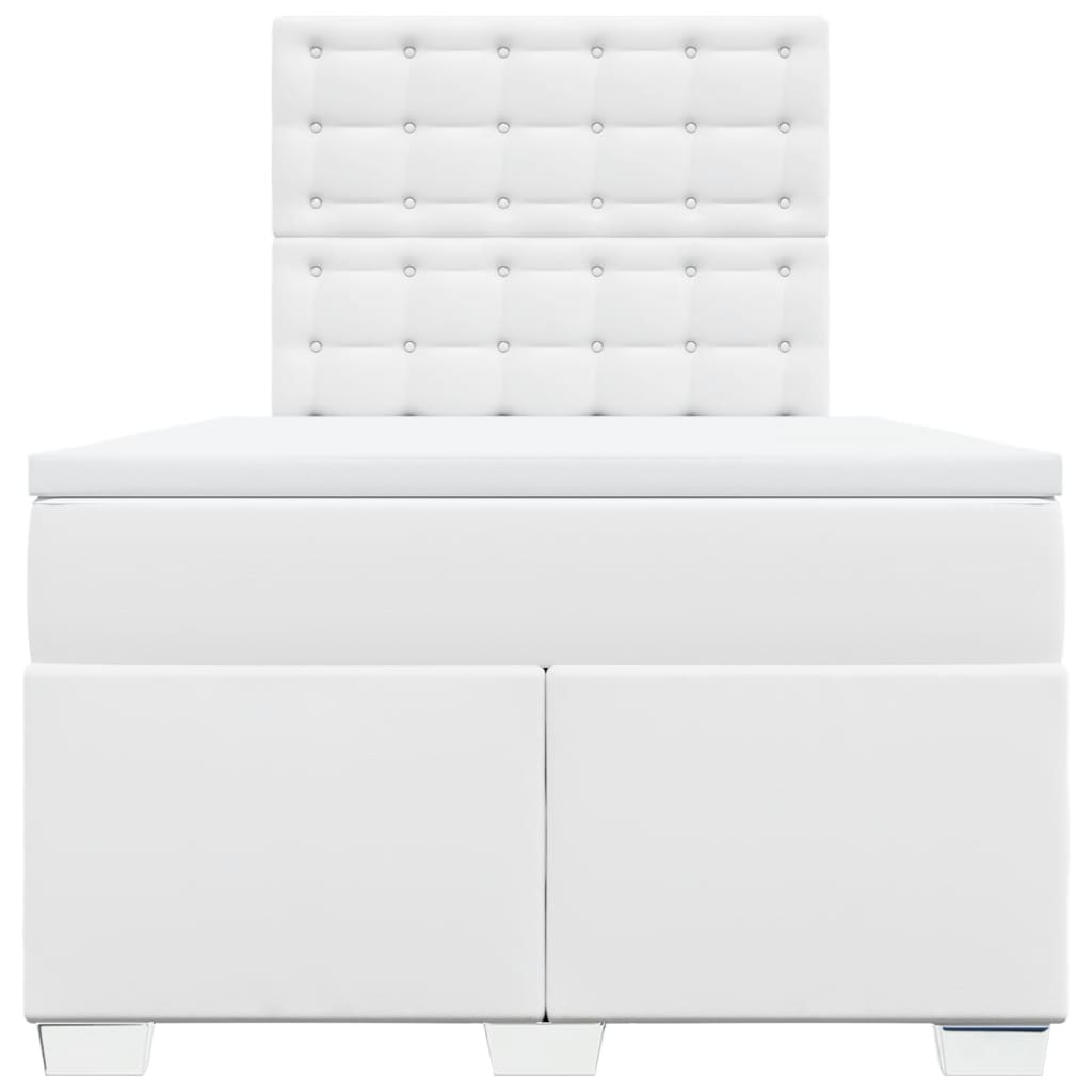 Krevet box spring s madracem bijeli 120x190 cm od umjetne kože