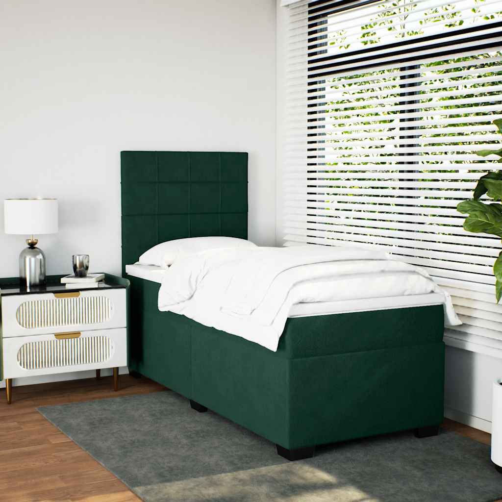 Box spring krevet s madracem tamnozeleni 80 x 200 cm baršunasti