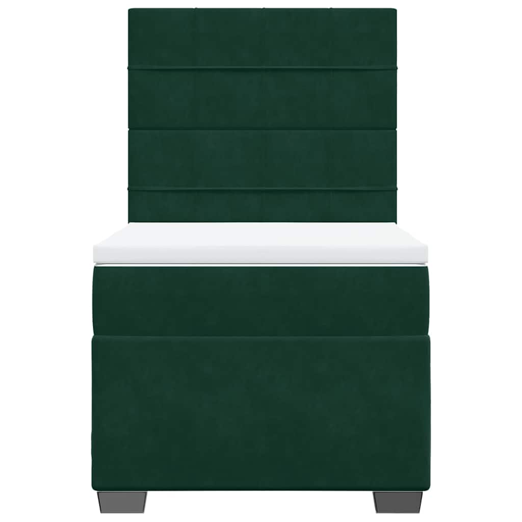 Box spring krevet s madracem tamnozeleni 80 x 200 cm baršunasti