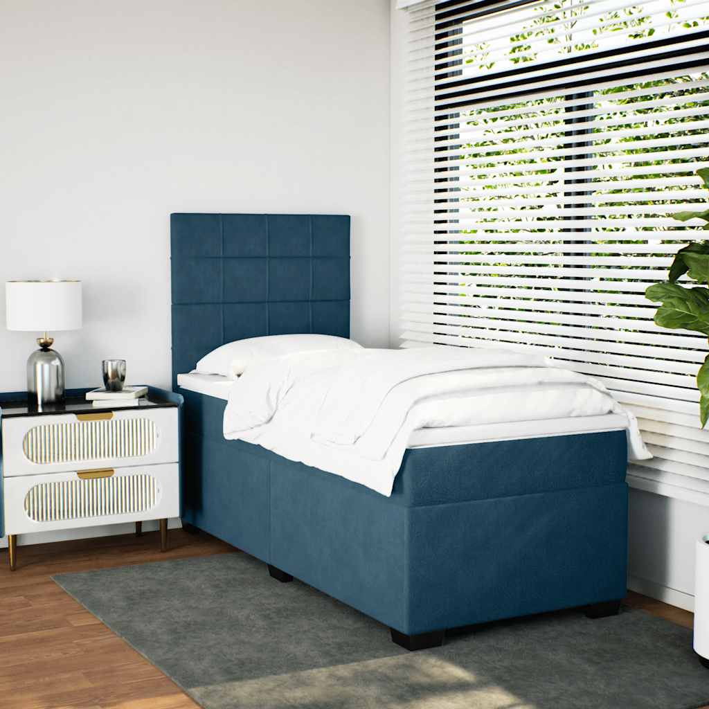 Box spring krevet s madracem plavi 80 x 200 cm baršunasti