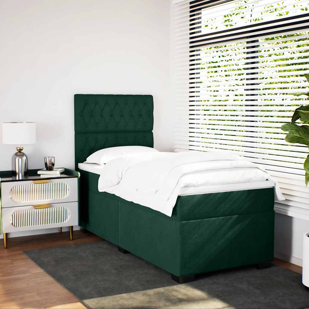 Box spring krevet s madracem tamnozeleni 80 x 200 cm baršunasti