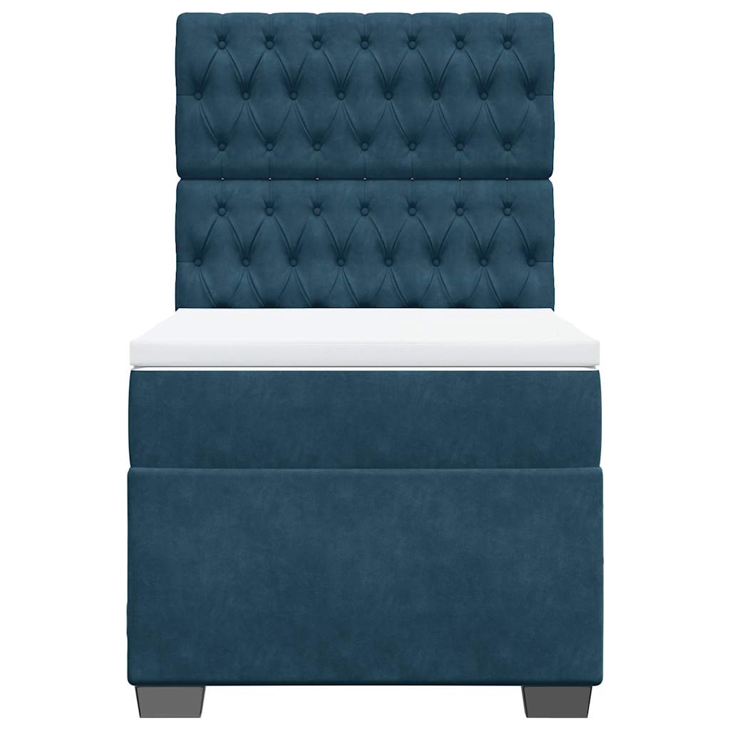 Box spring krevet s madracem plavi 80 x 200 cm baršunasti