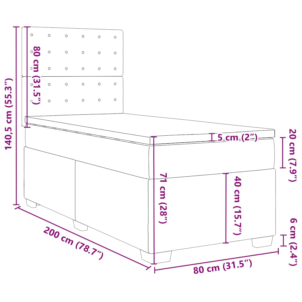Box spring krevet s madracem plavi 80 x 200 cm baršunasti