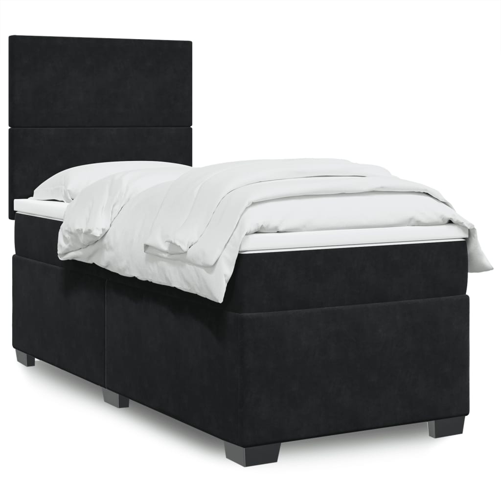 Box spring krevet s madracem crni 90x190 cm baršunasti