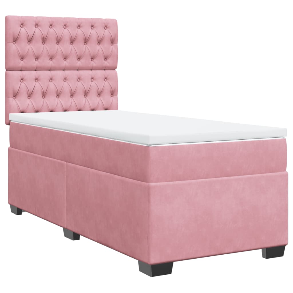 Box spring krevet s madracem ružičasti 90x190 cm baršunasti