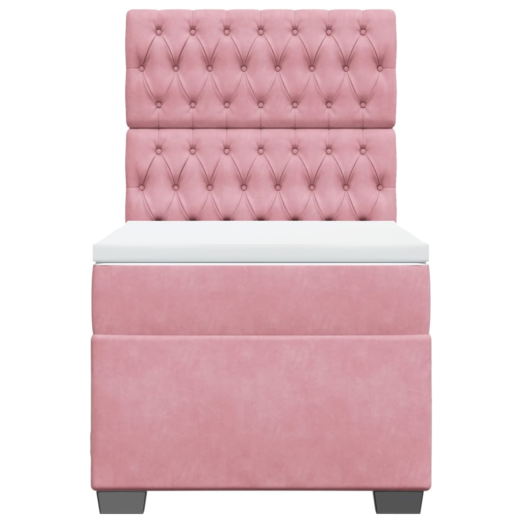 Box spring krevet s madracem ružičasti 90x190 cm baršunasti