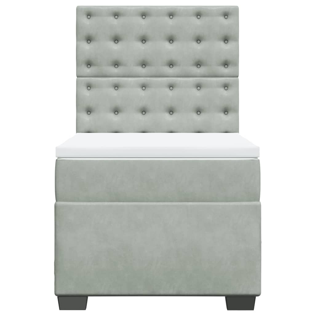Box spring krevet s madracem svjetlosivi 90x190 cm baršunasti